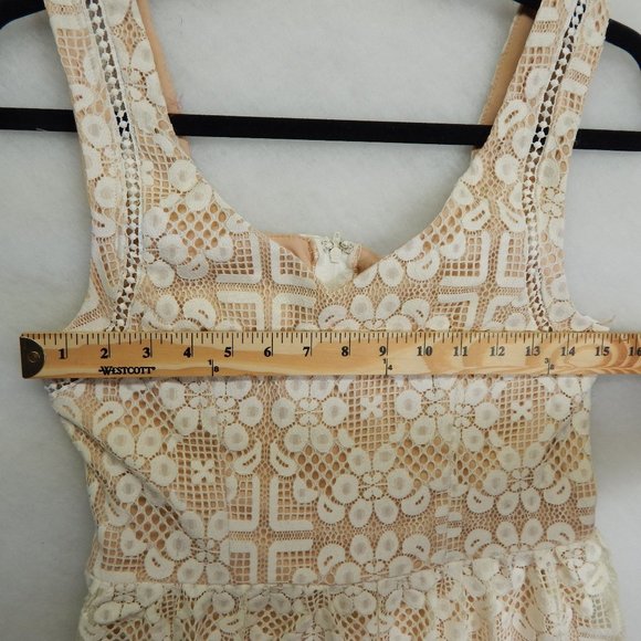 Jodi Kristopher Lace Fit and Flare Sleeveless Dress Womens Size 9 Cream - Picture 5 of 12